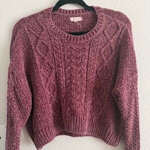 La Hearts Purple Cable Knit Sweater